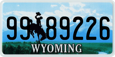 WY license plate 9989226