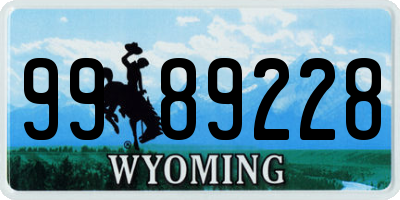 WY license plate 9989228