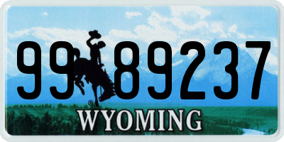 WY license plate 9989237