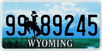 WY license plate 9989245