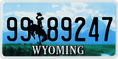 WY license plate 9989247