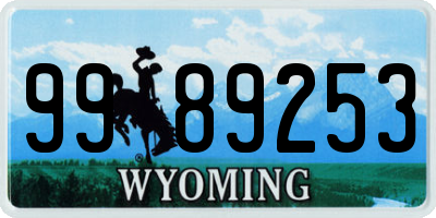 WY license plate 9989253