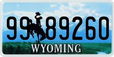 WY license plate 9989260