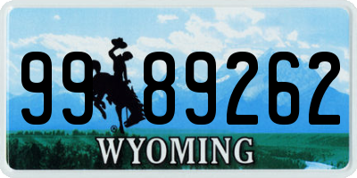 WY license plate 9989262