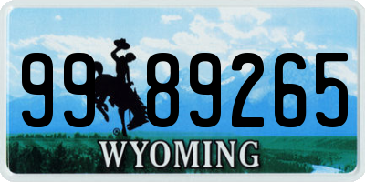 WY license plate 9989265