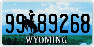 WY license plate 9989268