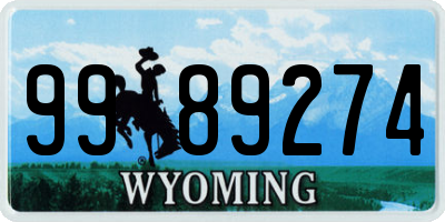 WY license plate 9989274