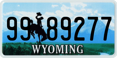 WY license plate 9989277