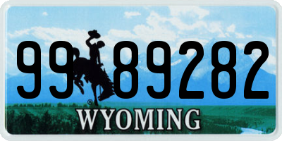 WY license plate 9989282