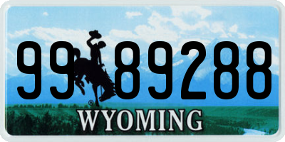 WY license plate 9989288