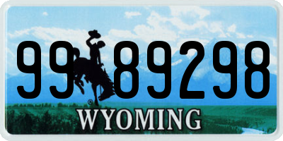 WY license plate 9989298