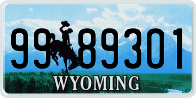 WY license plate 9989301