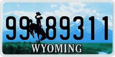 WY license plate 9989311