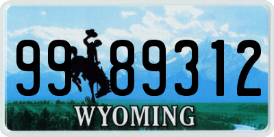 WY license plate 9989312