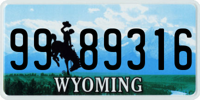 WY license plate 9989316