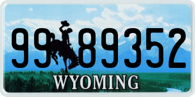 WY license plate 9989352