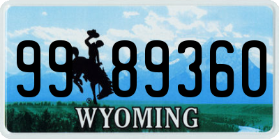 WY license plate 9989360