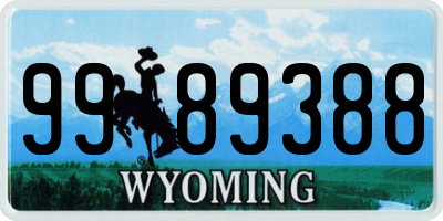 WY license plate 9989388