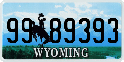 WY license plate 9989393