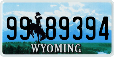 WY license plate 9989394