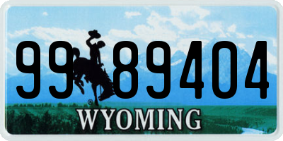 WY license plate 9989404