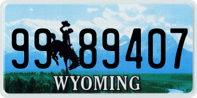 WY license plate 9989407