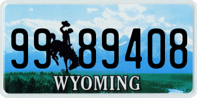 WY license plate 9989408