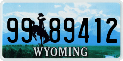 WY license plate 9989412