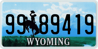 WY license plate 9989419