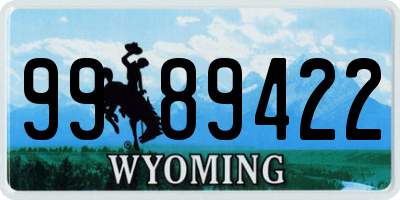 WY license plate 9989422