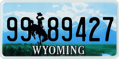 WY license plate 9989427