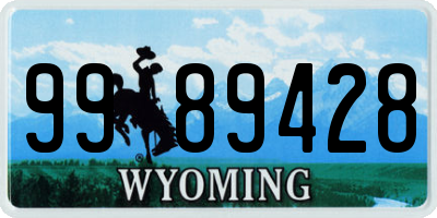 WY license plate 9989428