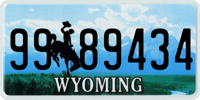 WY license plate 9989434