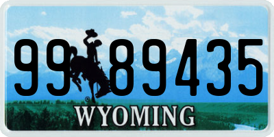 WY license plate 9989435