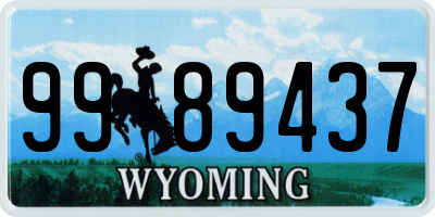 WY license plate 9989437