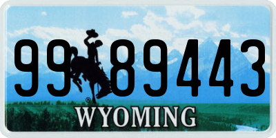 WY license plate 9989443
