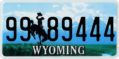 WY license plate 9989444