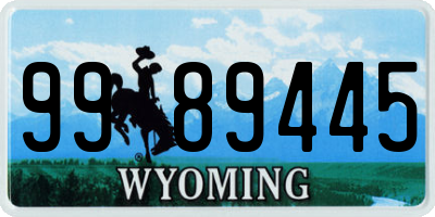 WY license plate 9989445