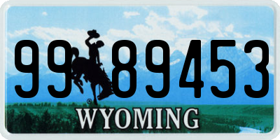 WY license plate 9989453