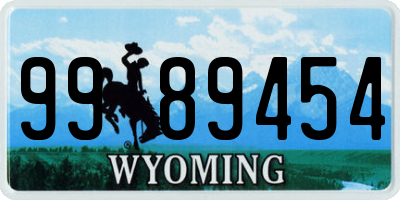 WY license plate 9989454
