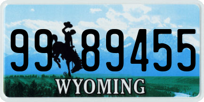 WY license plate 9989455