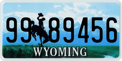WY license plate 9989456