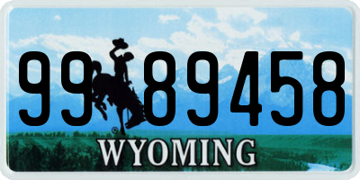 WY license plate 9989458