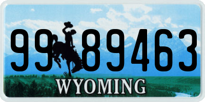 WY license plate 9989463