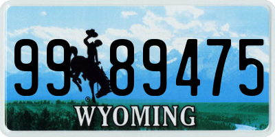 WY license plate 9989475