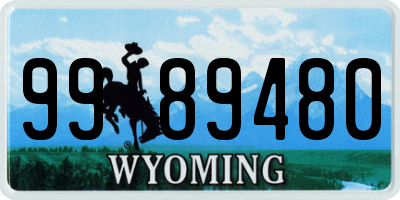 WY license plate 9989480