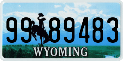 WY license plate 9989483