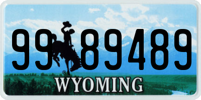 WY license plate 9989489