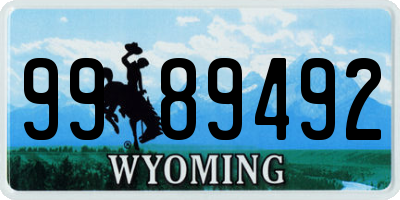 WY license plate 9989492
