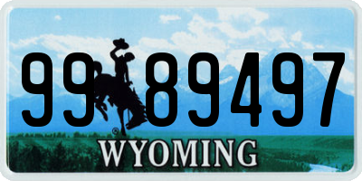 WY license plate 9989497